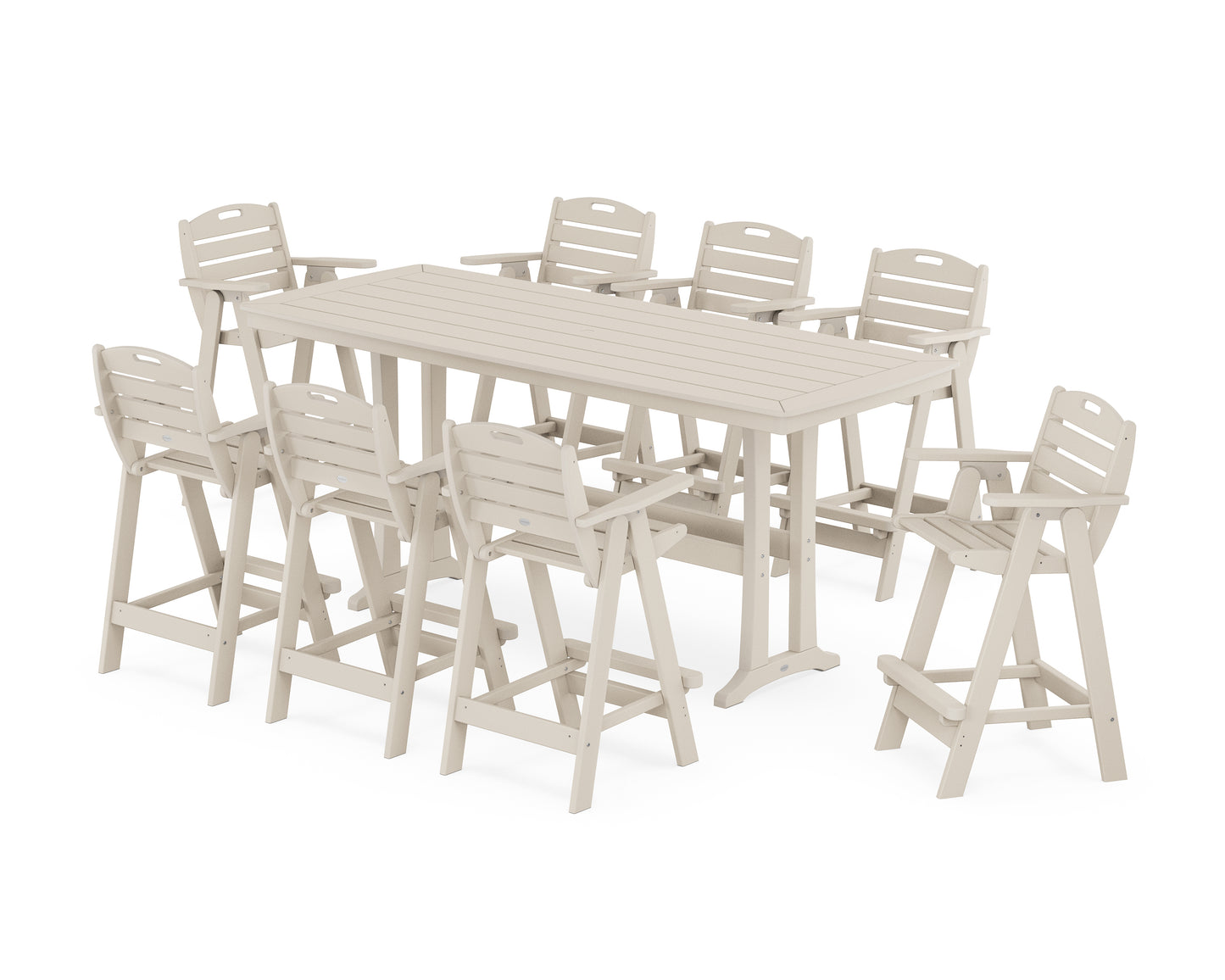 Nautical 9-Piece Bar Set with Trestle Legs