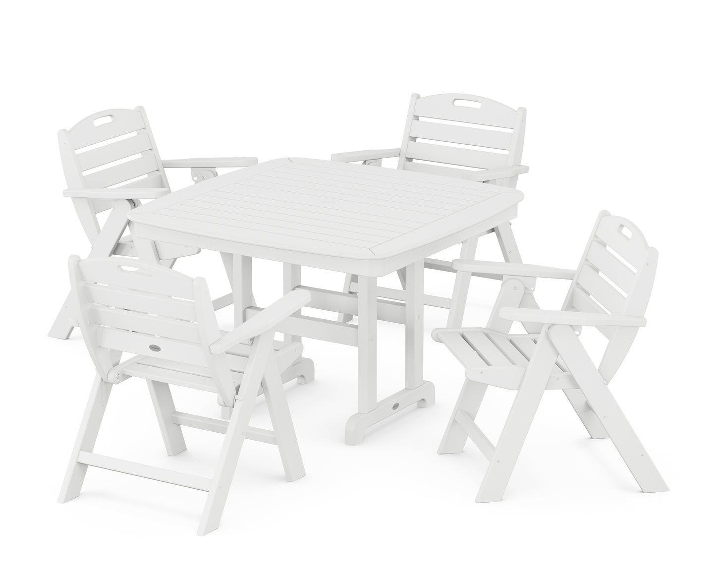 Nautical Folding Lowback Chair 5-Piece Dining Set with Trestle Legs