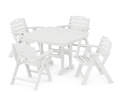 Nautical Folding Lowback Chair 5-Piece Dining Set with Trestle Legs