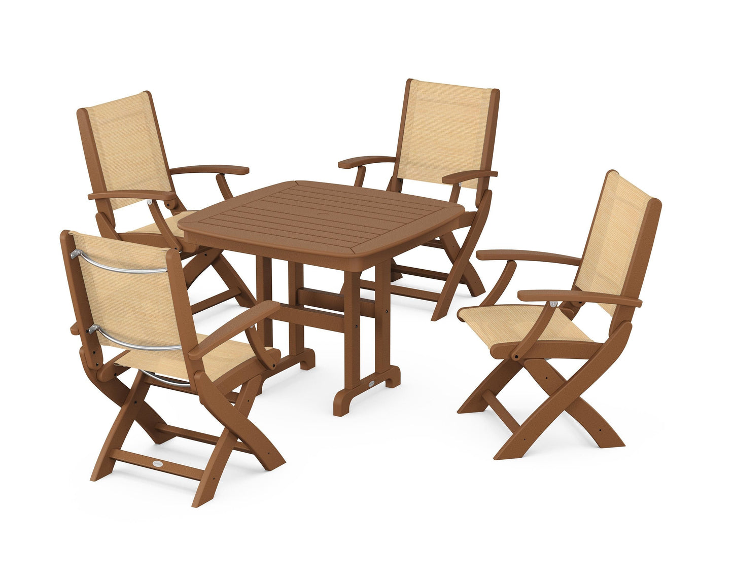 Coastal Folding Chair 5-Piece Dining Set