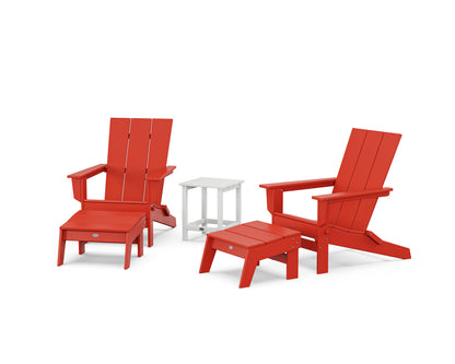 5-Piece Modern Studio Folding Adirondack Set with Ottomans and Side Table
