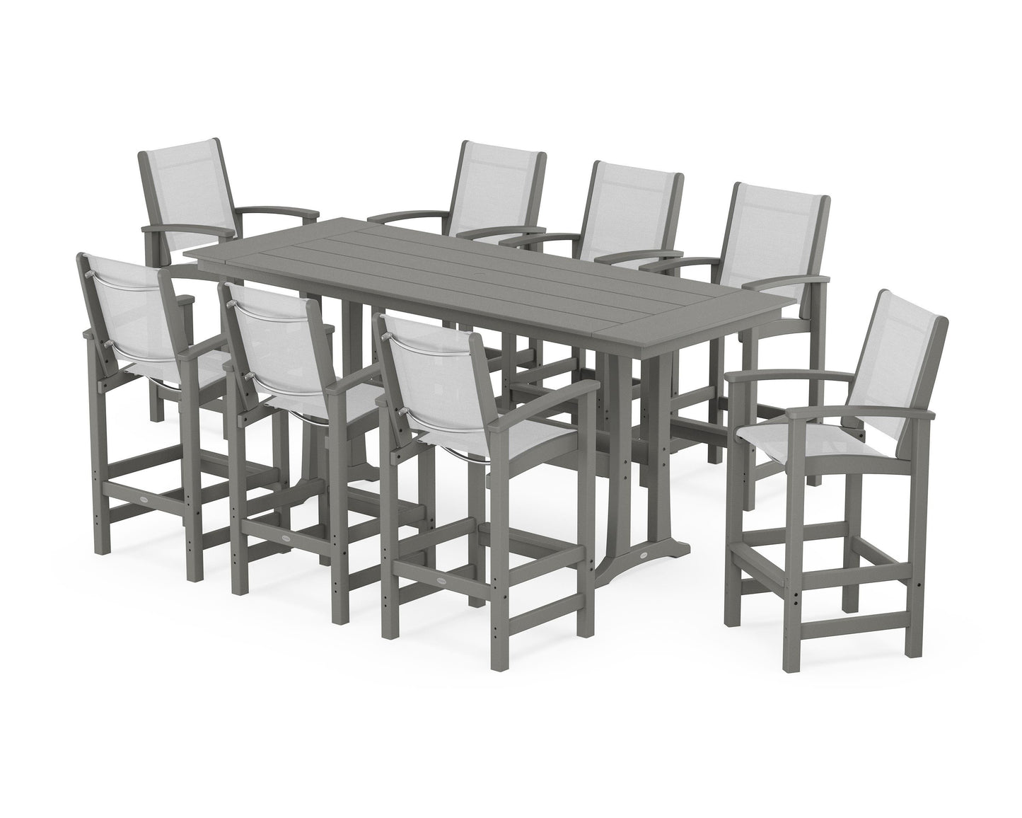 Coastal 9-Piece Farmhouse Bar Set with Trestle Legs