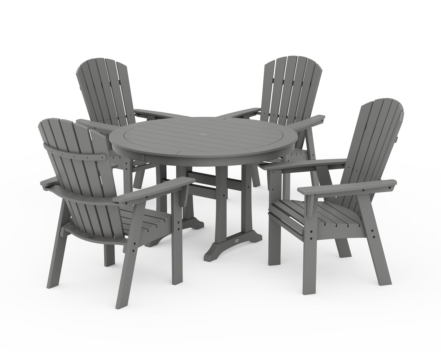 Nautical Curveback Adirondack 5-Piece Round Dining Set with Trestle Legs