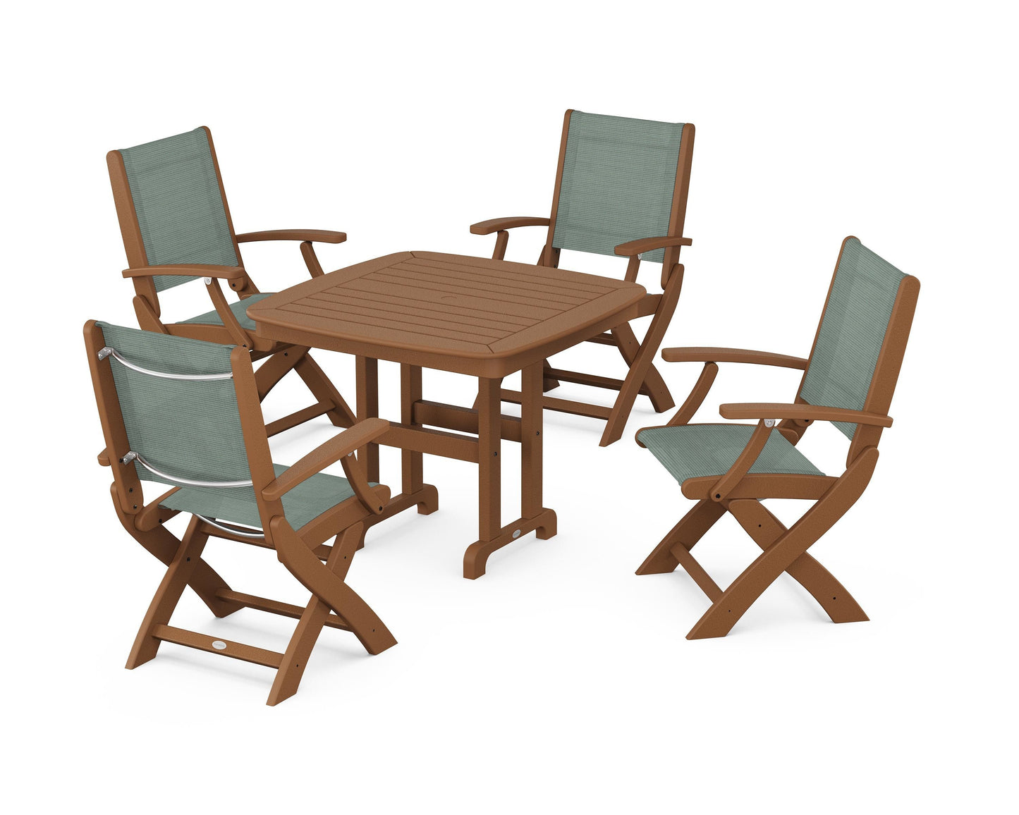 Coastal Folding Chair 5-Piece Dining Set