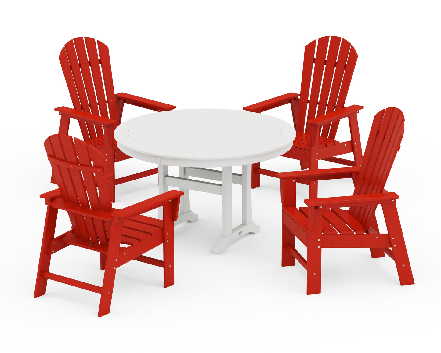 South Beach 5-Piece Round Dining Set with Trestle Legs