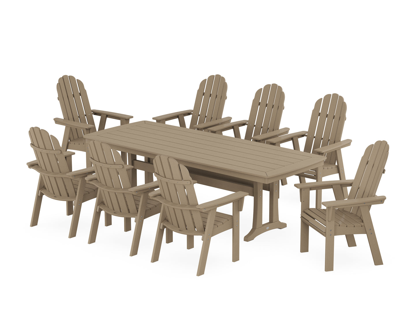 Vineyard Curveback Adirondack 9-Piece Dining Set with Trestle Legs