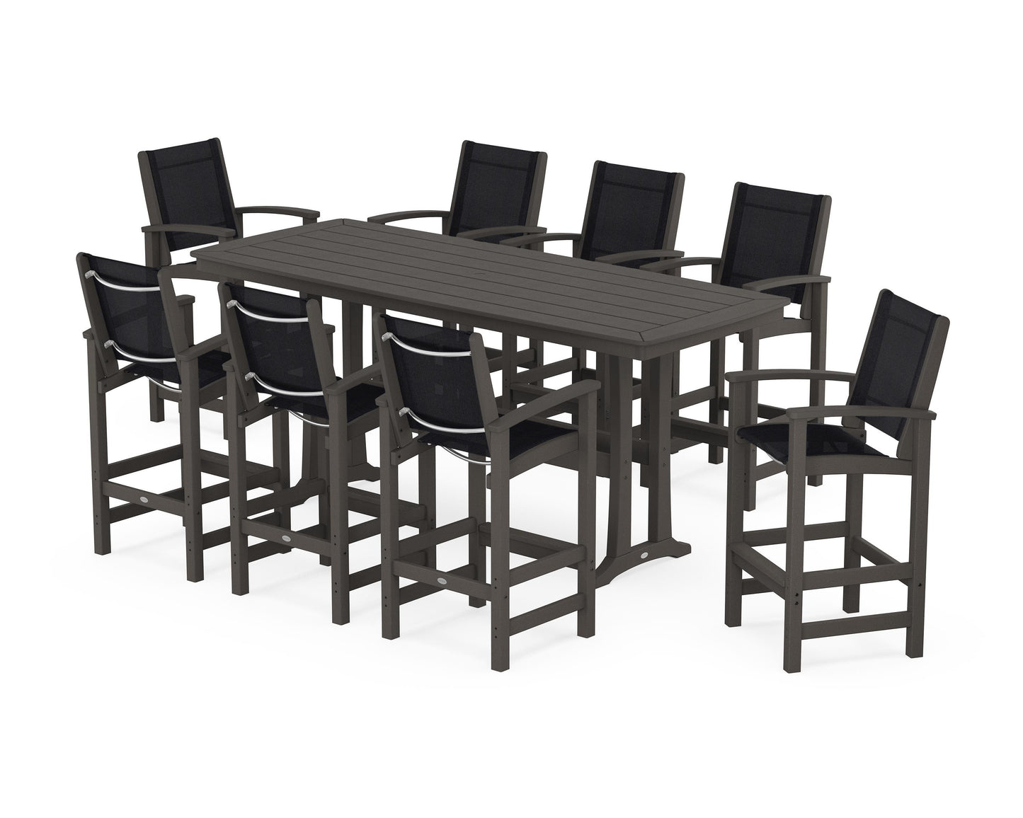 Coastal 9-Piece Bar Set with Trestle Legs