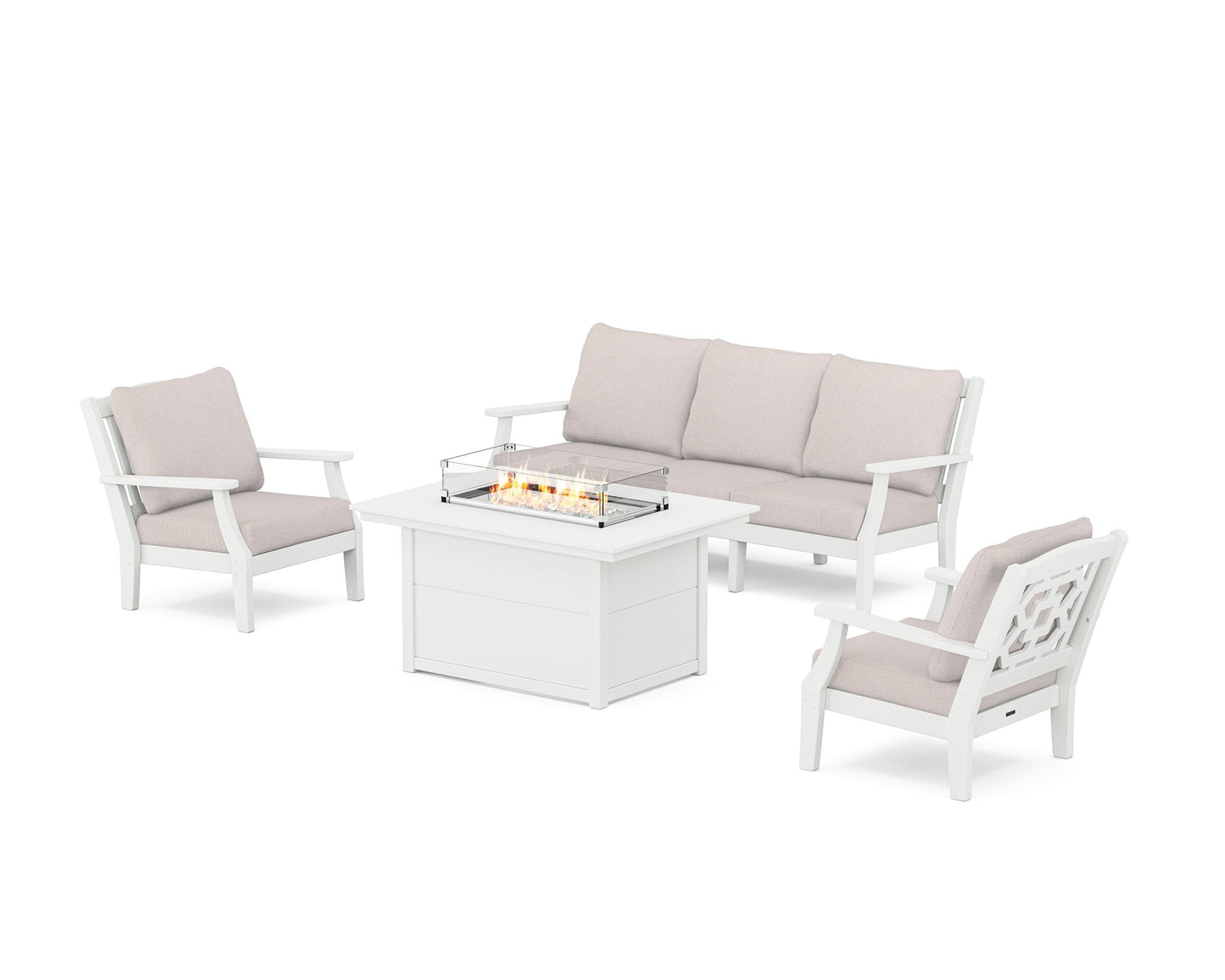 Chinoiserie Deep Seating Fire Pit Table Set