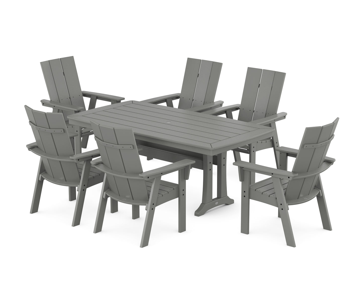 Modern Curveback Adirondack 7-Piece Dining Set with Trestle Legs