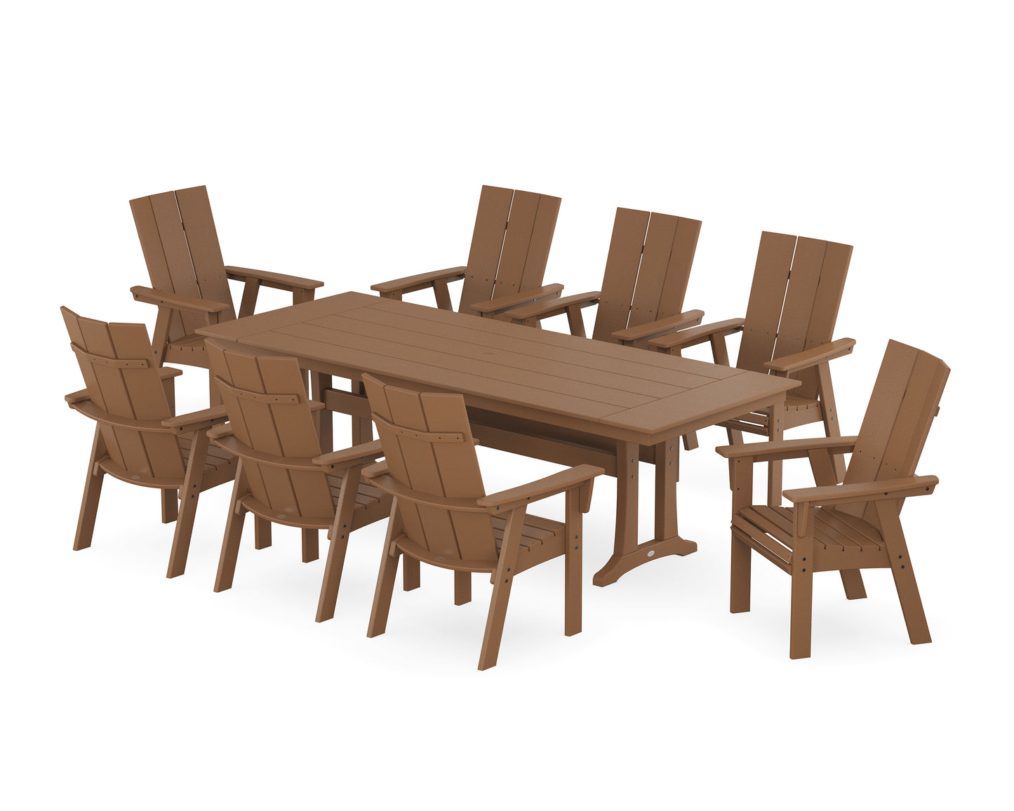 Modern Curveback Adirondack 9-Piece Farmhouse Dining Set with Trestle Legs