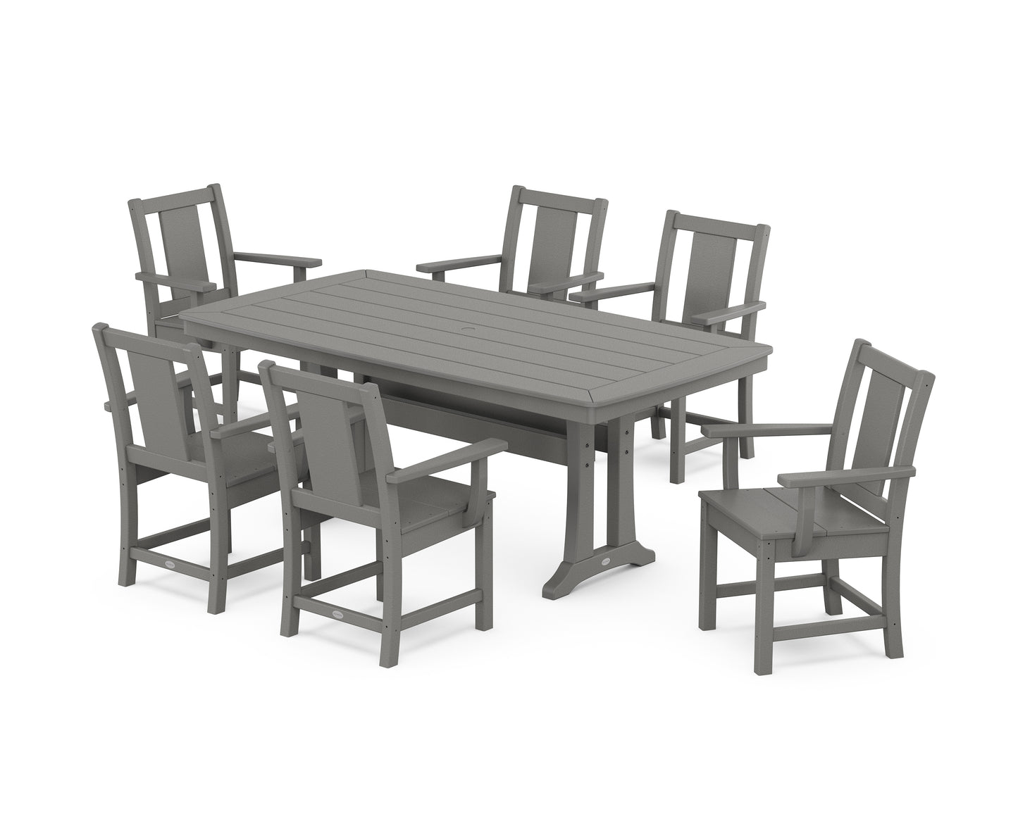 Prairie Arm Chair 7-Piece Dining Set with Trestle Legs