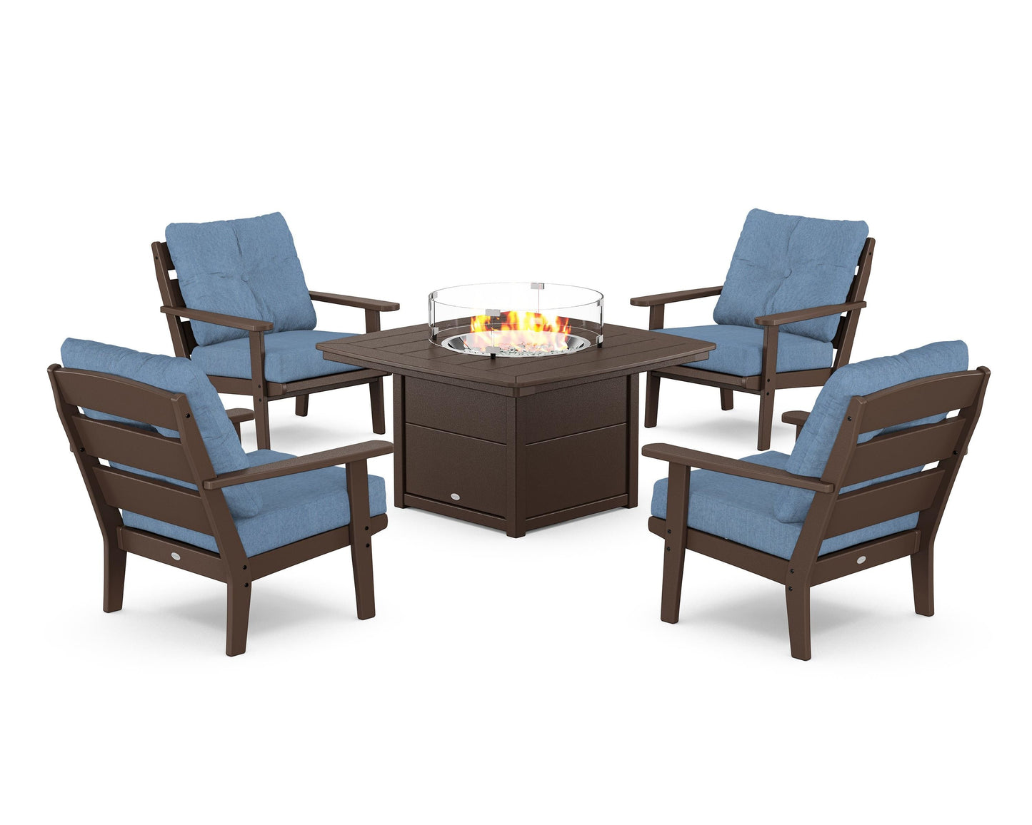 Lakeside 5-Piece Deep Seating Set with Nautical Fire Pit Table