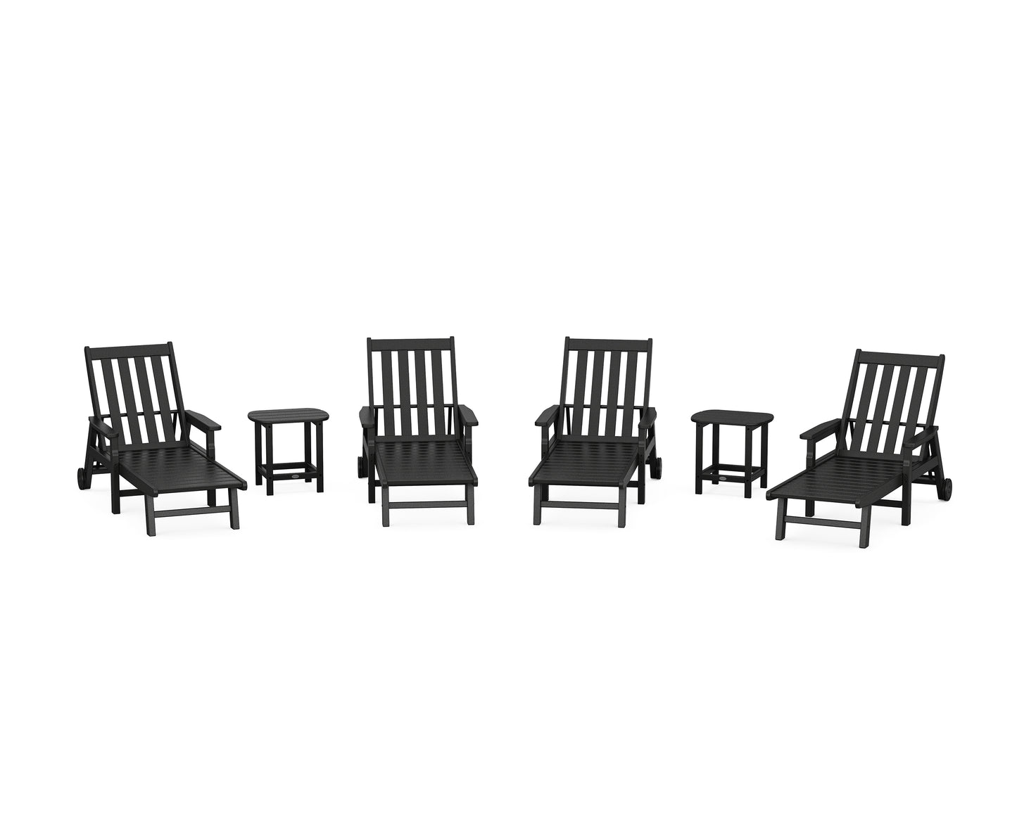 Vineyard 6-Piece Chaise with Arms and Wheels Set