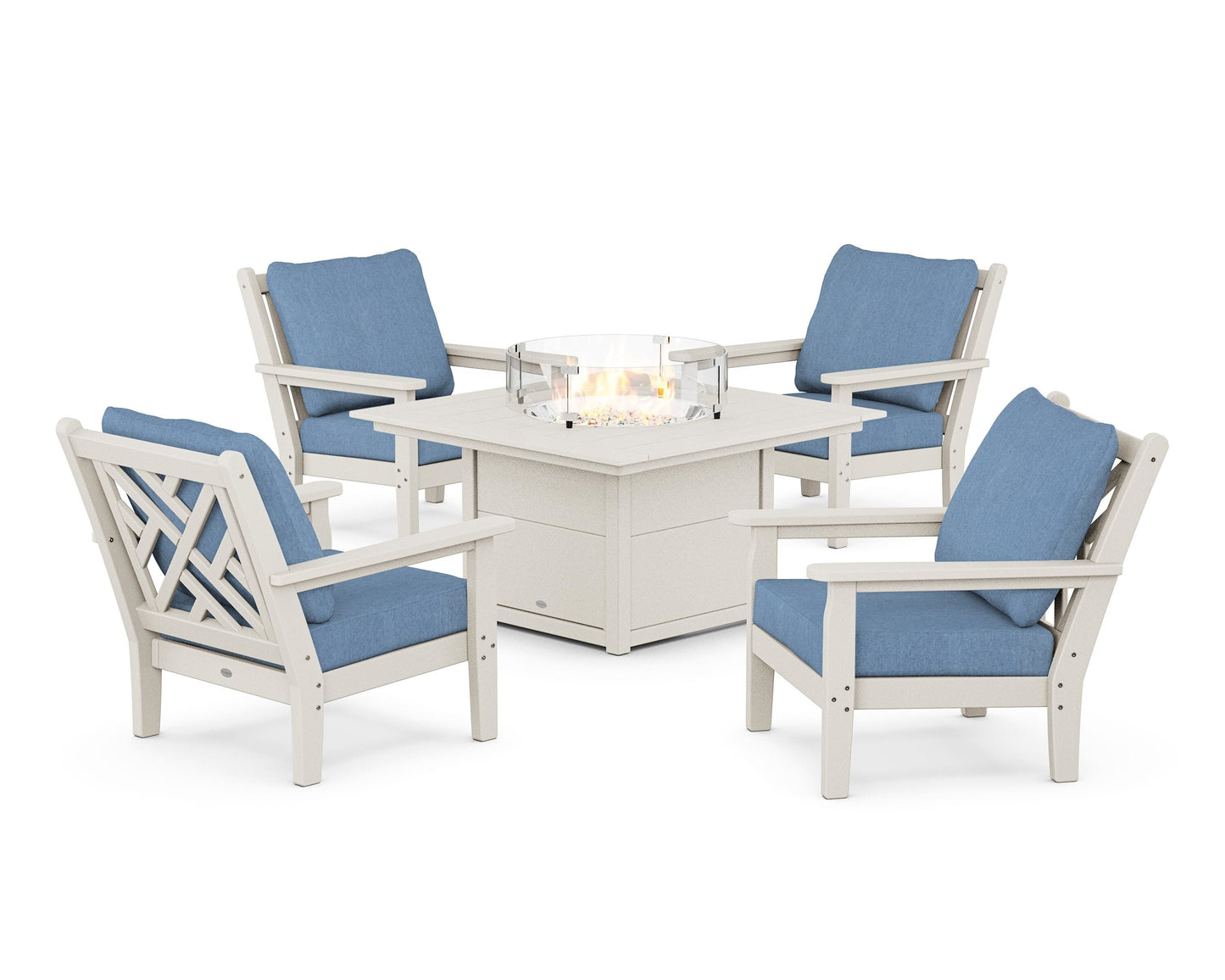 Chippendale 5-Piece Deep Seating Set with Fire Pit Table