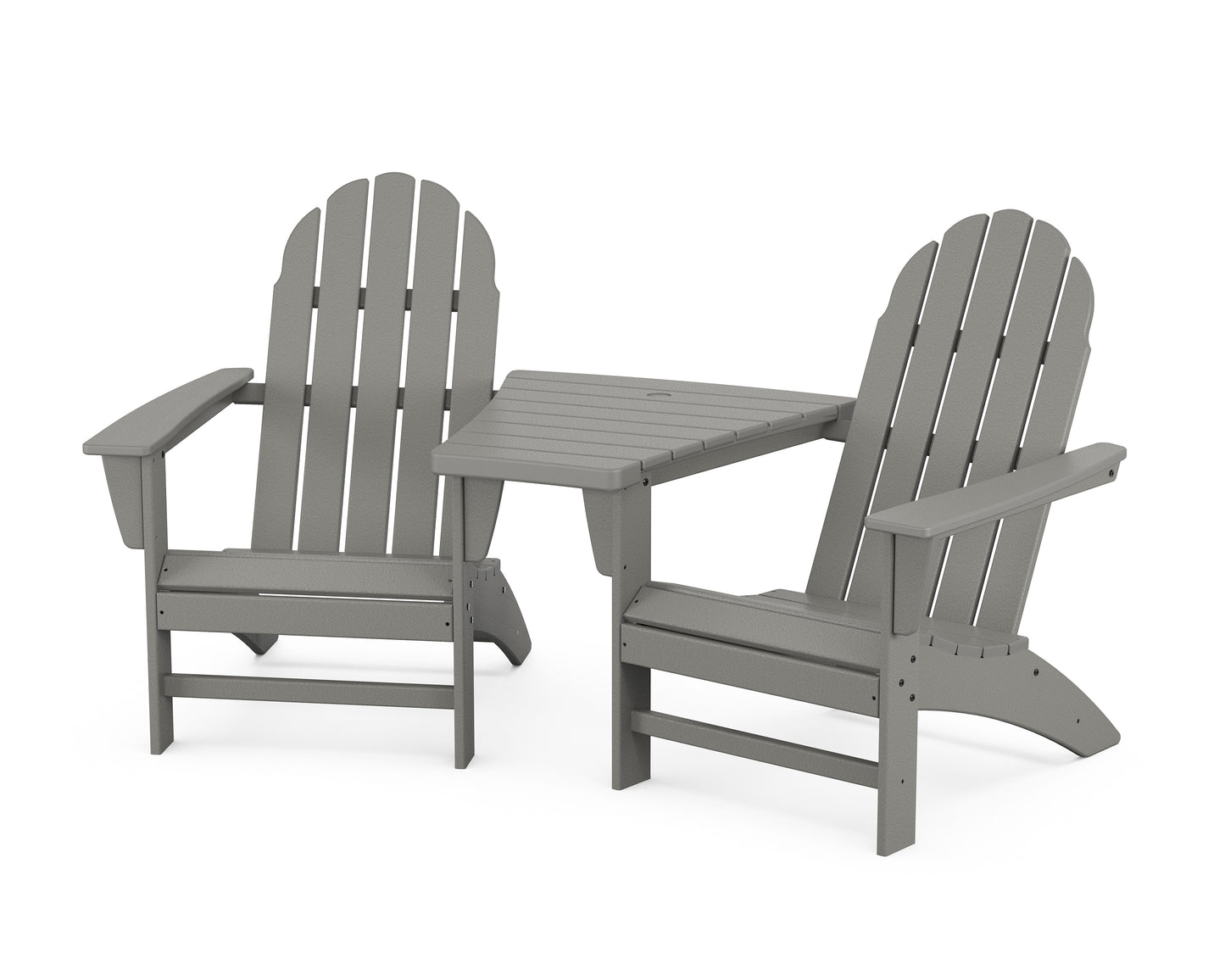 Vineyard 3-Piece Adirondack Set with Angled Connecting Table