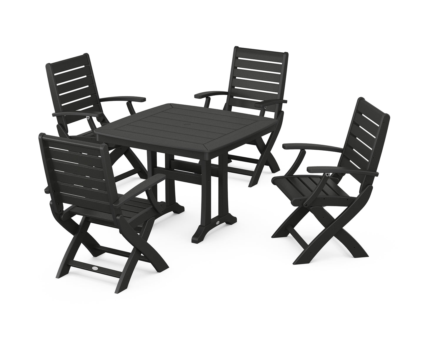 Signature Folding Chair 5-Piece Dining Set with Trestle Legs