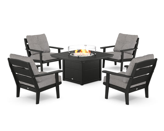 Lakeside 5-Piece Deep Seating Set with Nautical Fire Pit Table