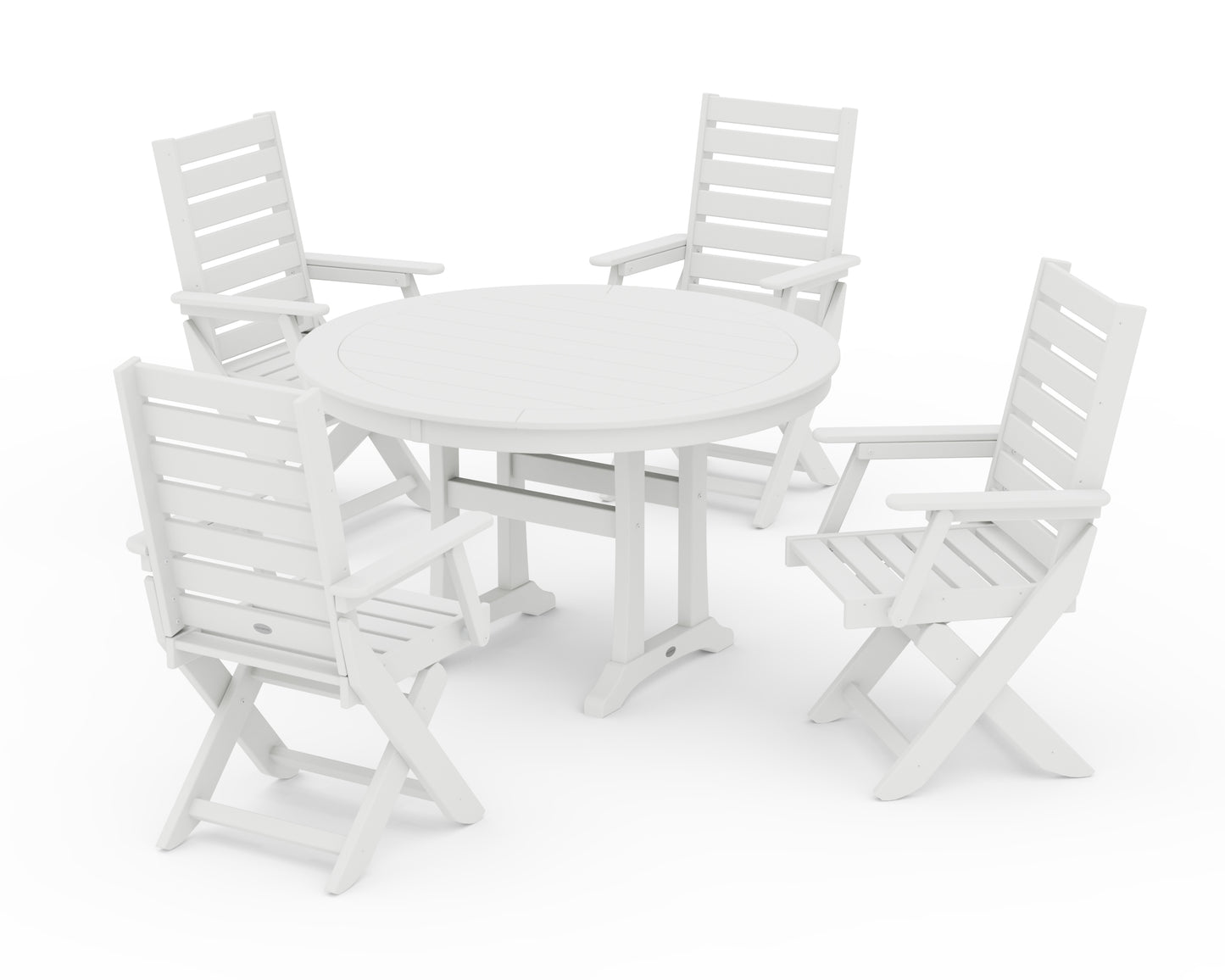 Captain Folding Chair 5-Piece Round Dining Set with Trestle Legs