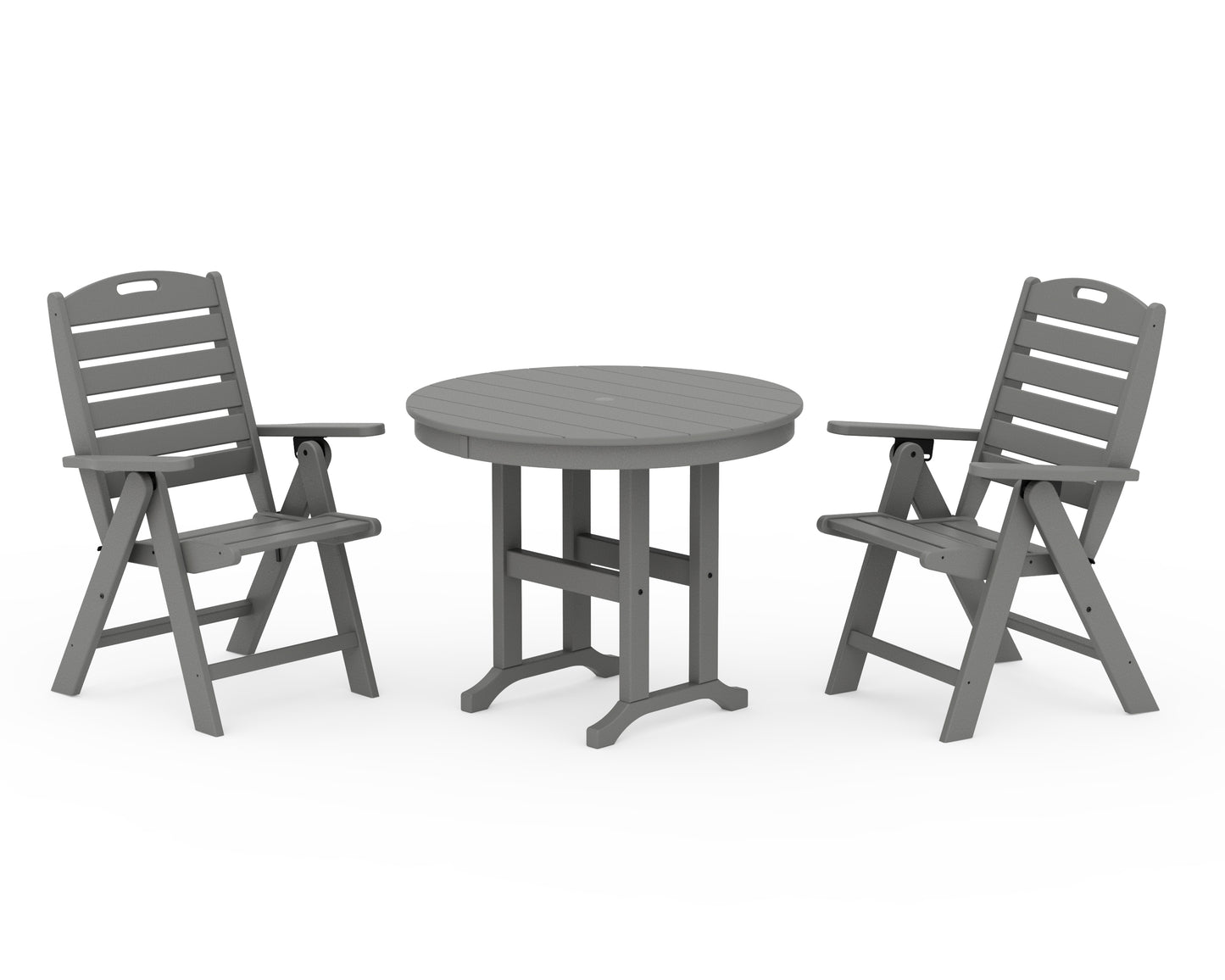 Nautical Folding Highback Chair 3-Piece Round Dining Set