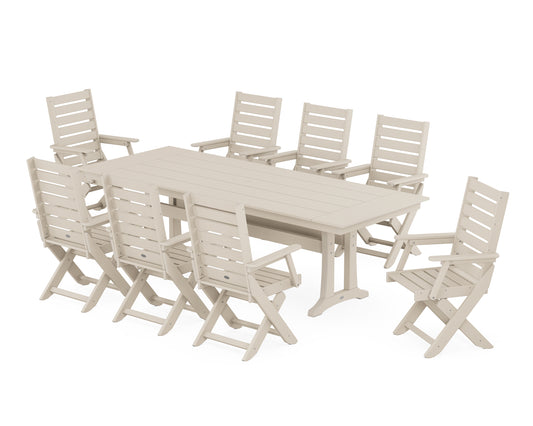 Captain 9-Piece Farmhouse Dining Set with Trestle Legs