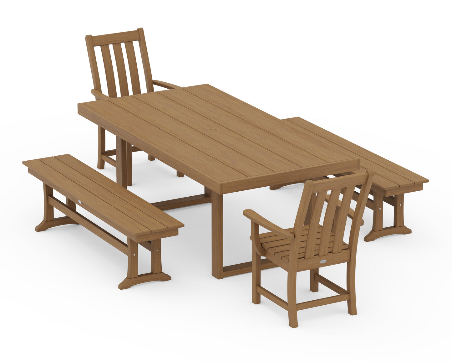 Vineyard 5-Piece Dining Set with Benches