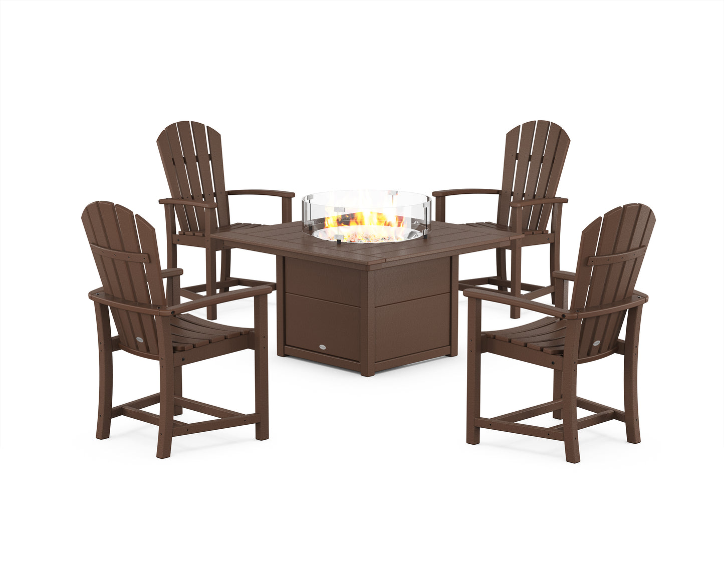 Palm Coast 4-Piece Upright Adirondack Conversation Set with Fire Pit Table