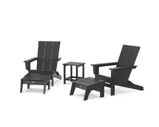 5-Piece Modern Studio Folding Adirondack Set with Ottomans and Side Table
