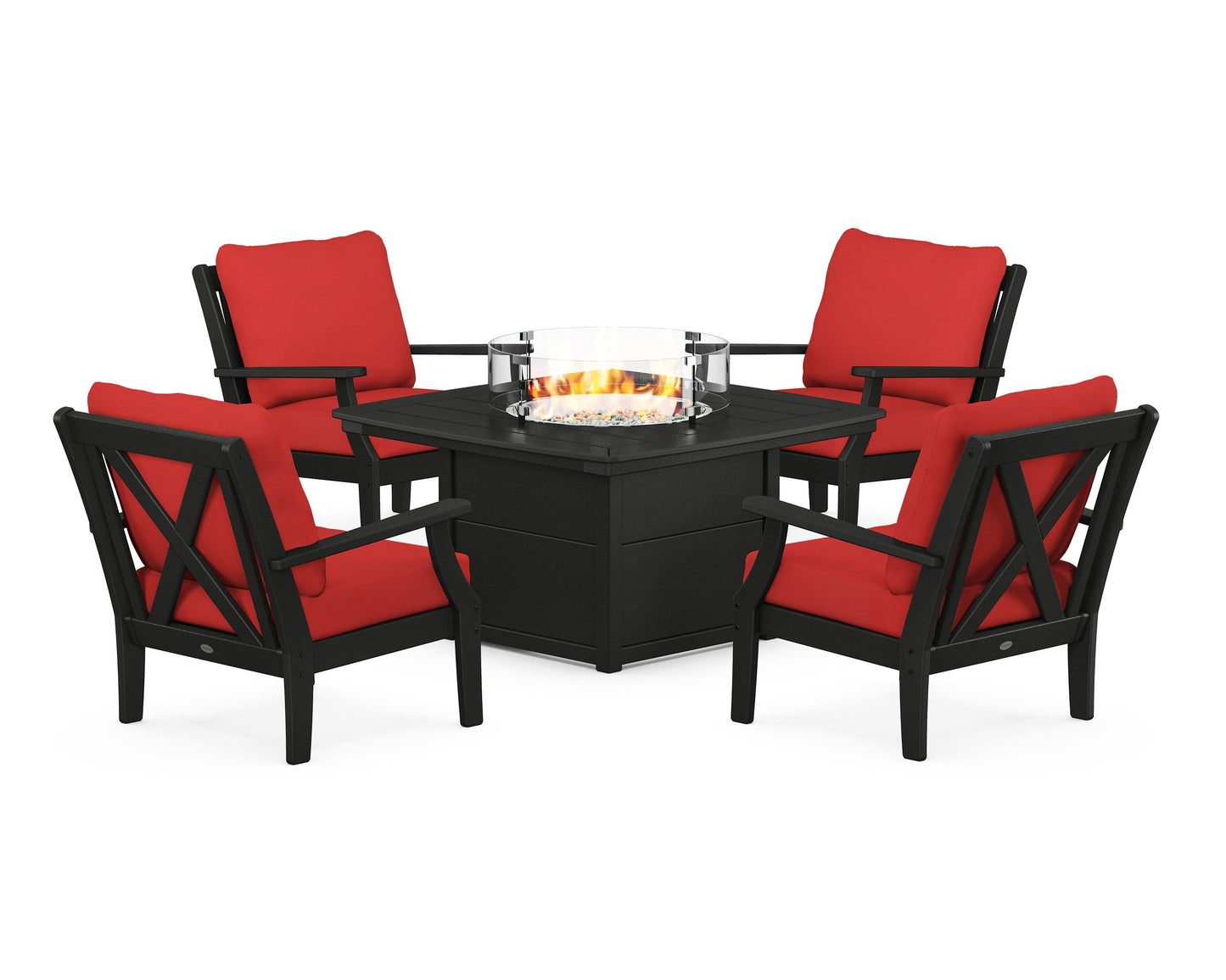 Braxton 5-Piece Deep Seating Conversation Set with Fire Pit Table