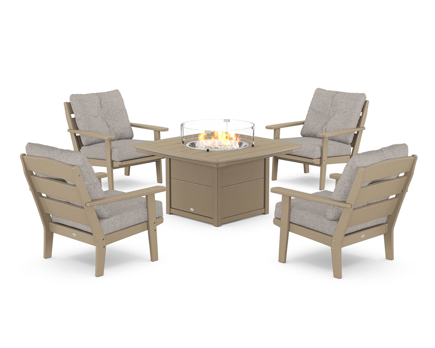 Lakeside 5-Piece Deep Seating Set with Nautical Fire Pit Table