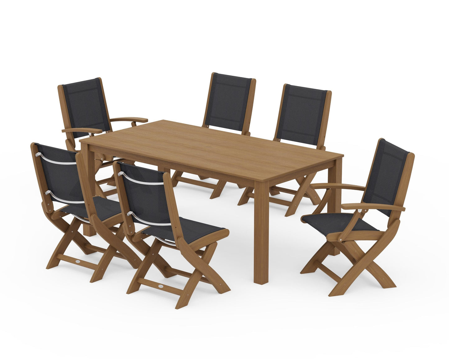 Coastal Folding Chair 7-Piece Parsons Dining Set