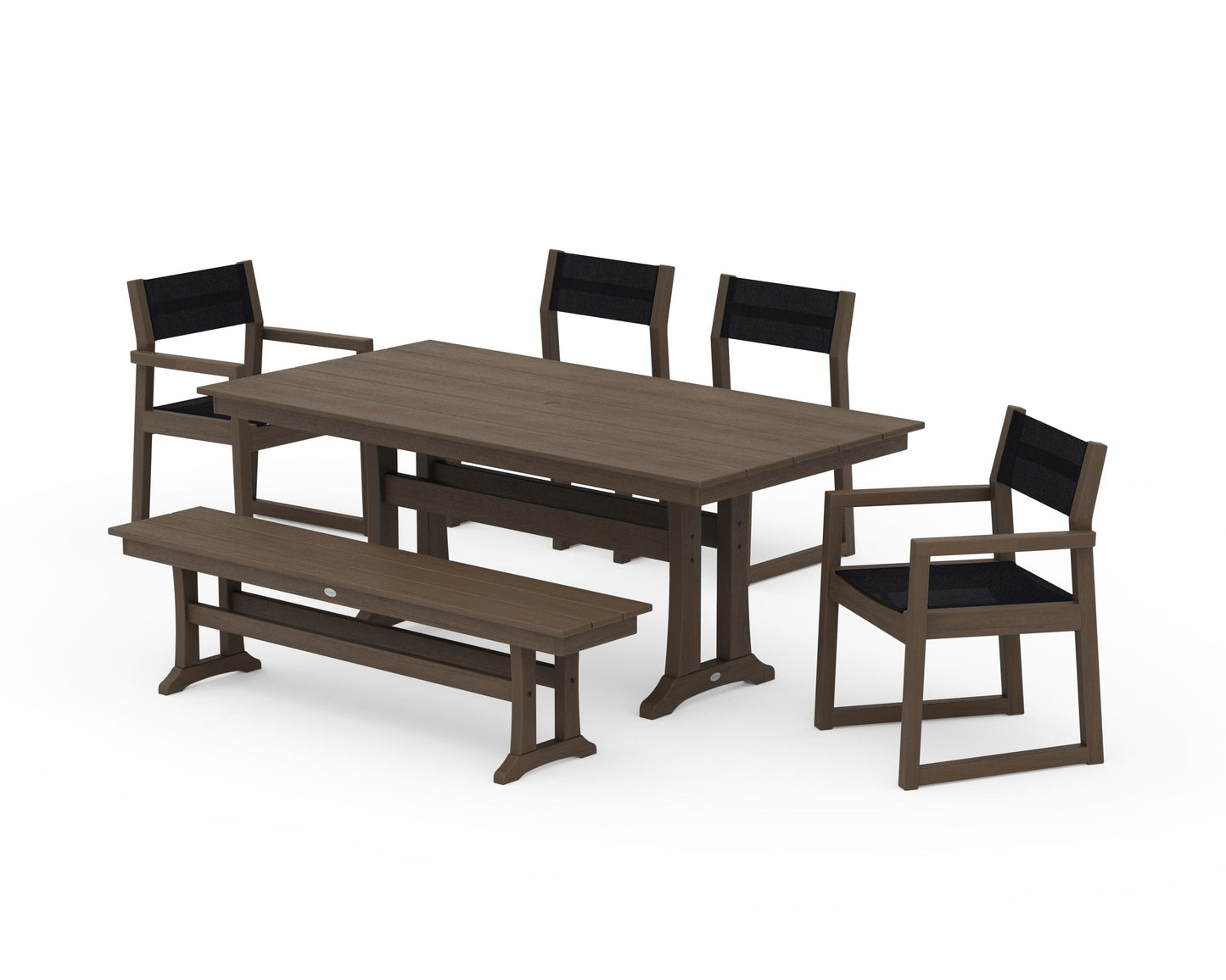 EDGE Sling 6-Piece Farmhouse Dining Set With Trestle Legs