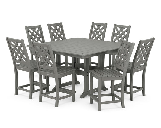 Wovendale Side Chair 9-Piece Square Counter Set with Trestle Legs