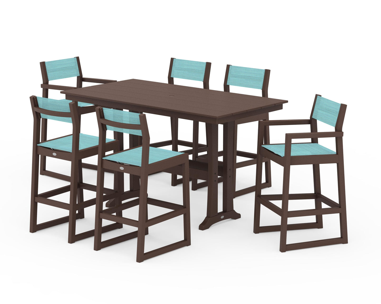 EDGE Sling 7-Piece Farmhouse Bar Set with Trestle Legs