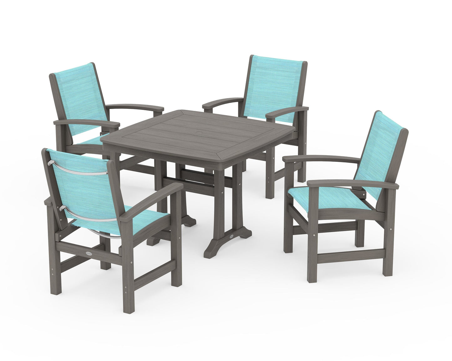 Coastal 5-Piece Dining Set with Trestle Legs