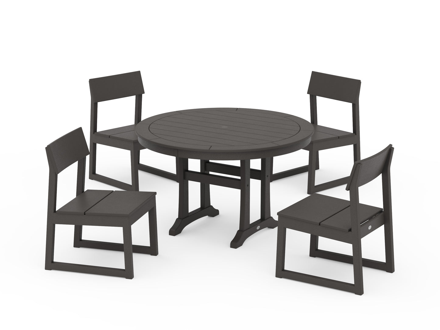 EDGE Side Chair 5-Piece Round Dining Set With Trestle Legs