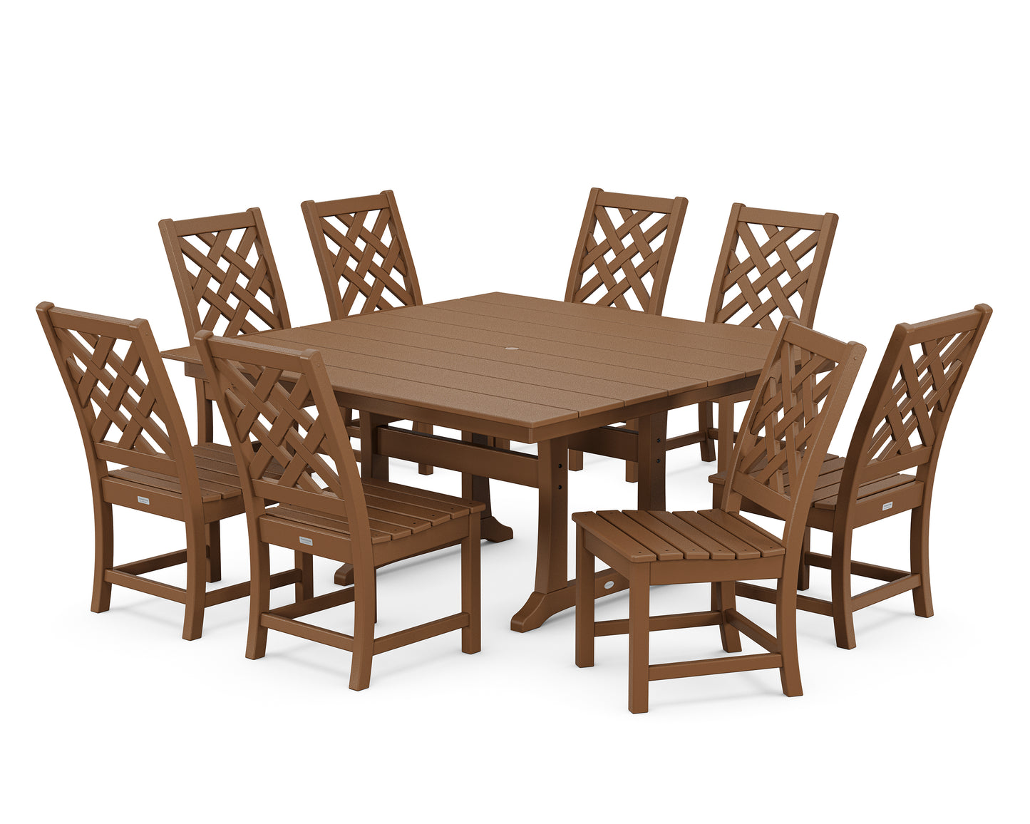 Wovendale Side Chair 9-Piece Square Farmhouse Dining Set with Trestle Legs