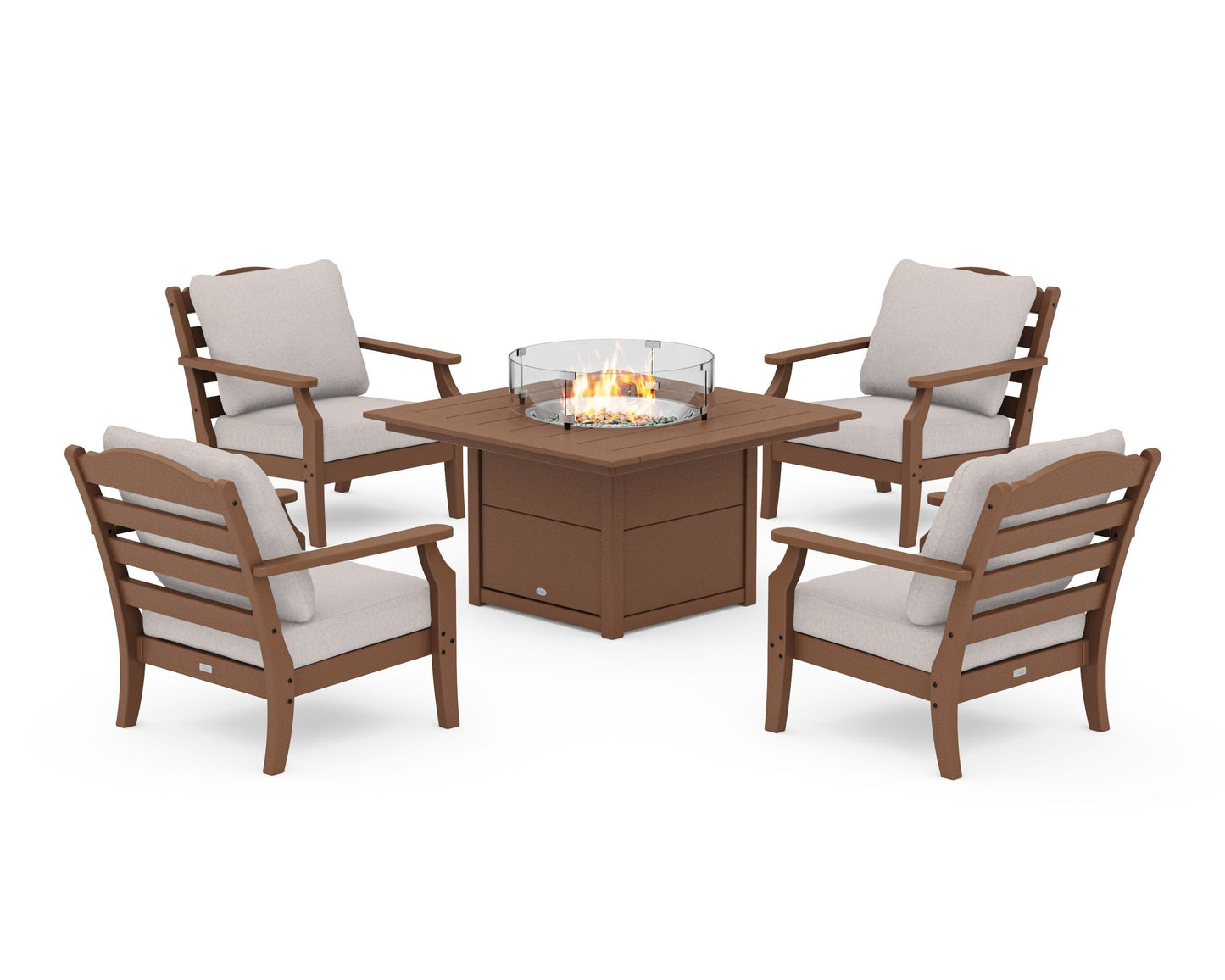 Savannah 5-Piece Deep Seating Set with Fire Pit Table