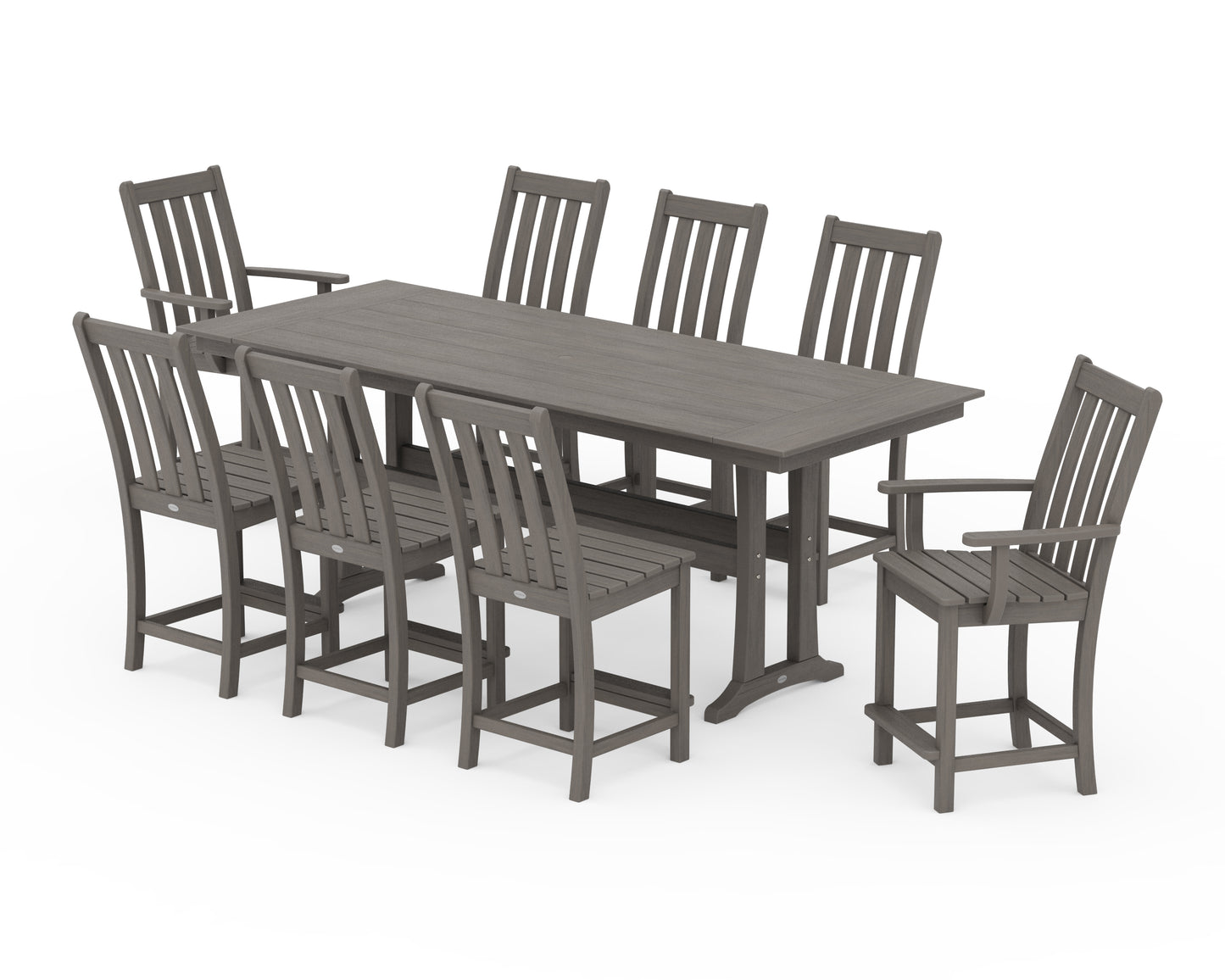Vineyard 9-Piece Farmhouse Counter Set with Trestle Legs