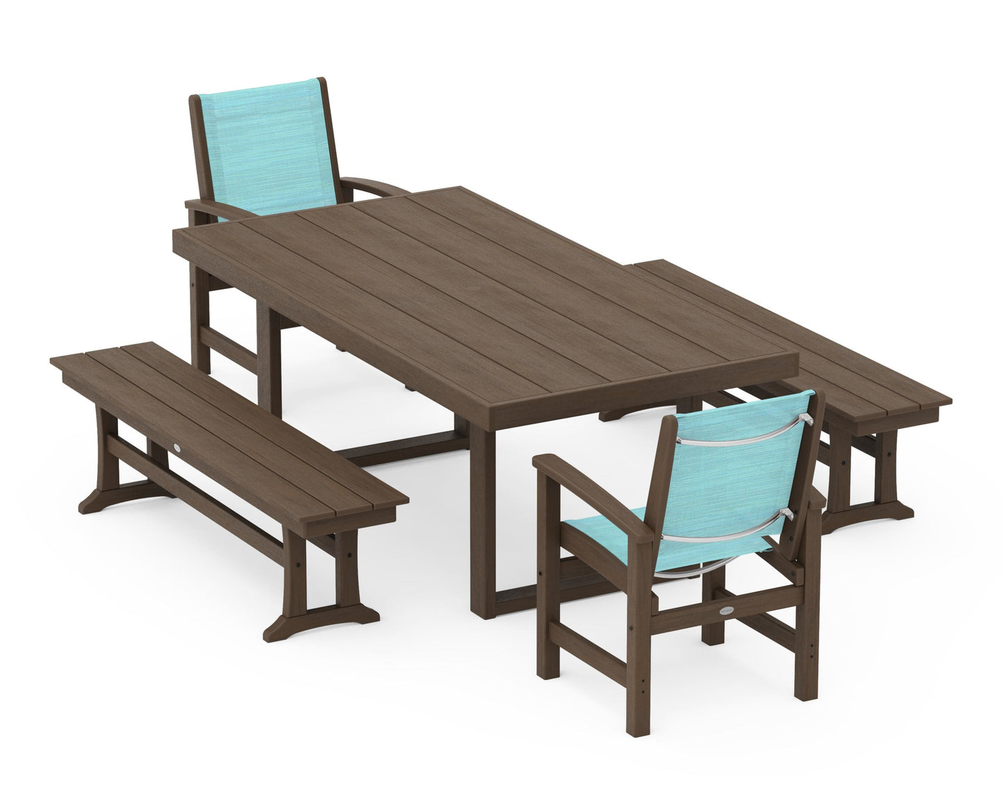 Coastal 5-Piece Dining Set with Trestle Legs
