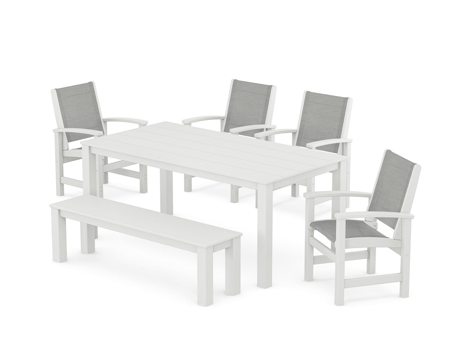 Coastal 6-Piece Parsons Dining Set with Bench