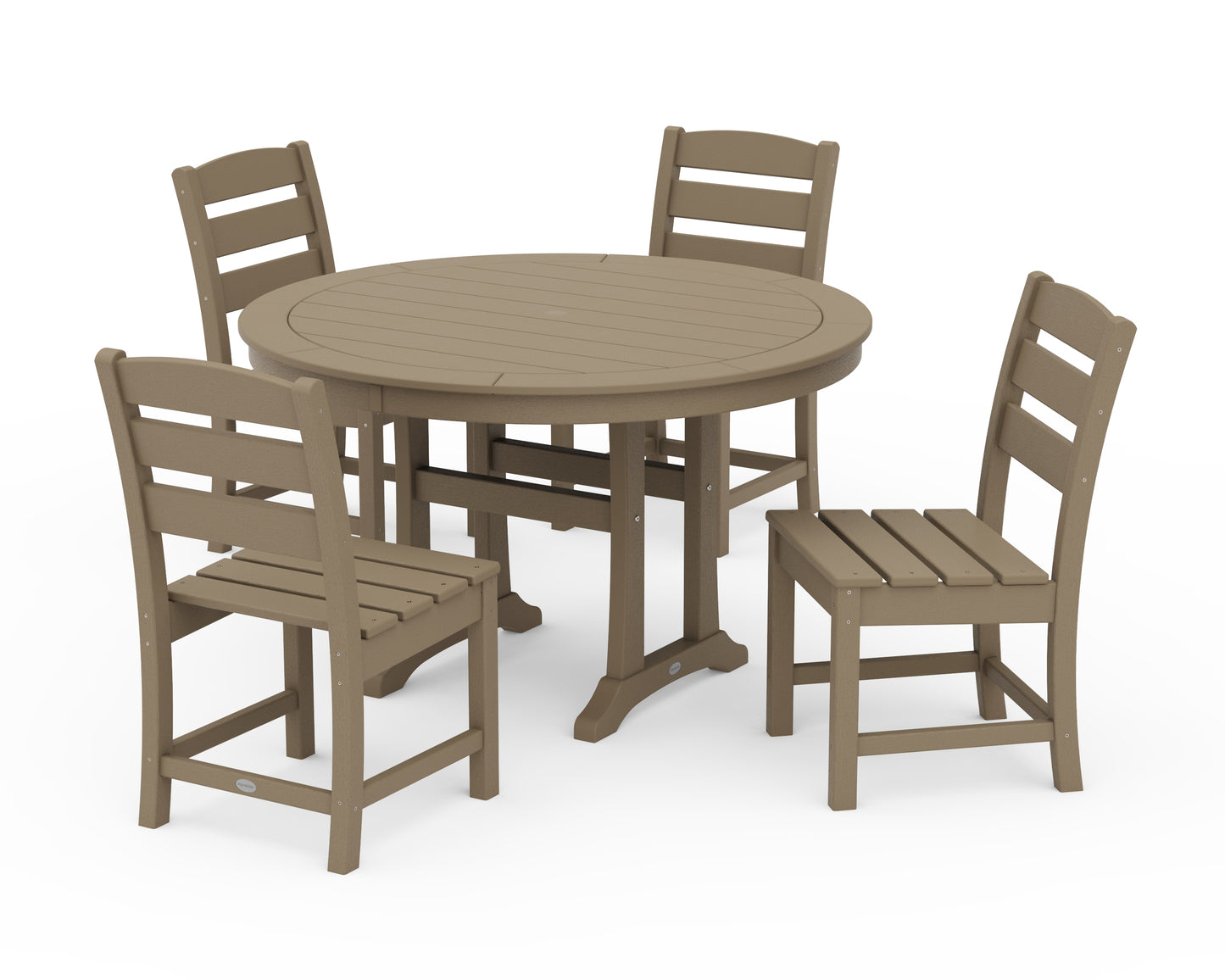 Lakeside Side Chair 5-Piece Round Dining Set With Trestle Legs
