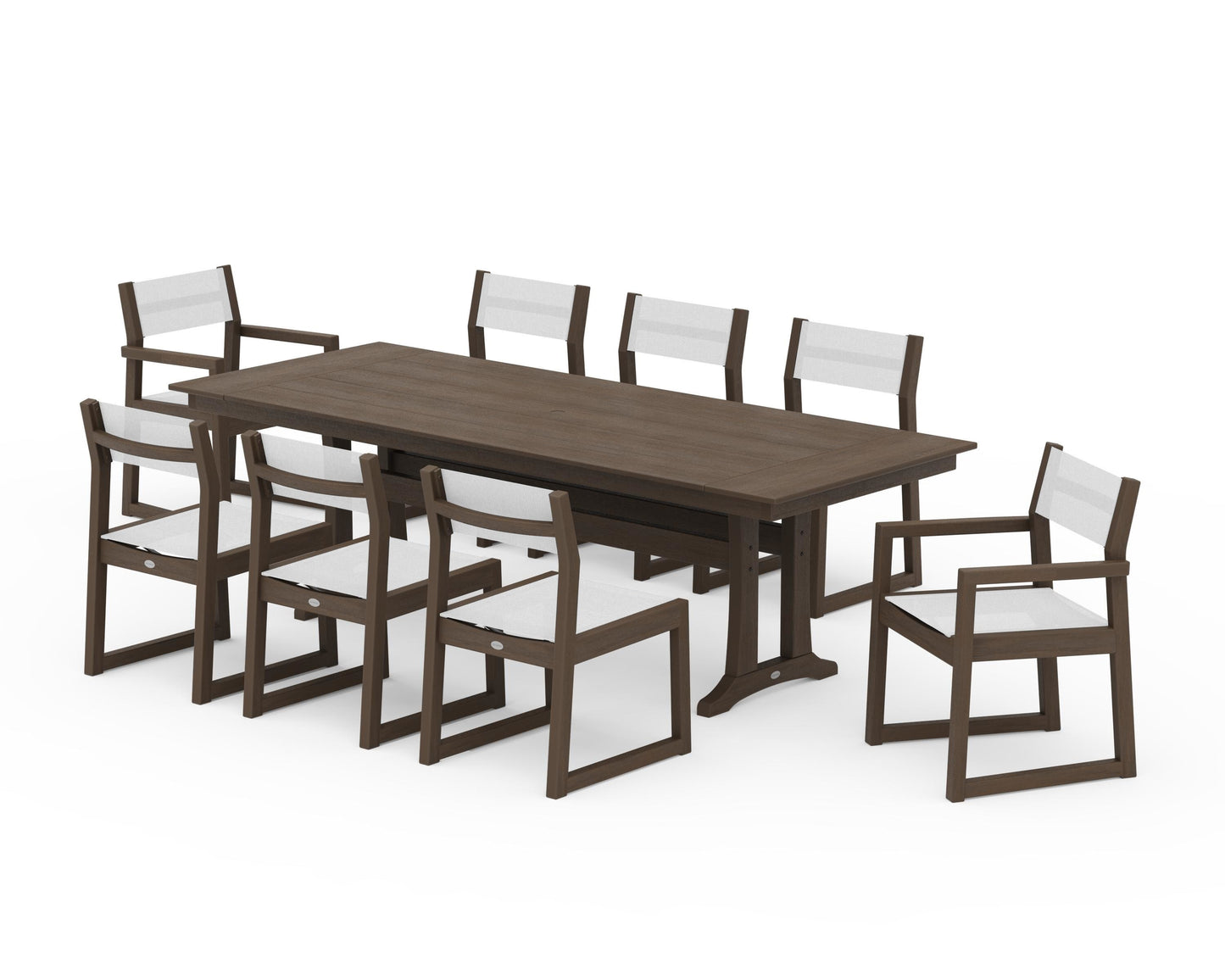 EDGE Sling 9-Piece Farmhouse Trestle Dining Set