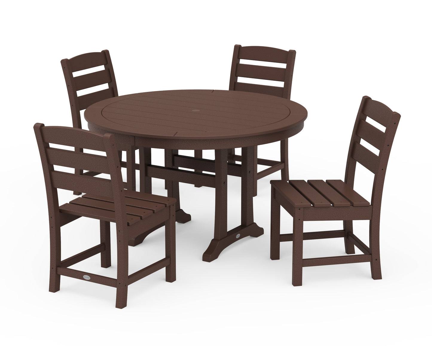 Lakeside Side Chair 5-Piece Round Dining Set With Trestle Legs