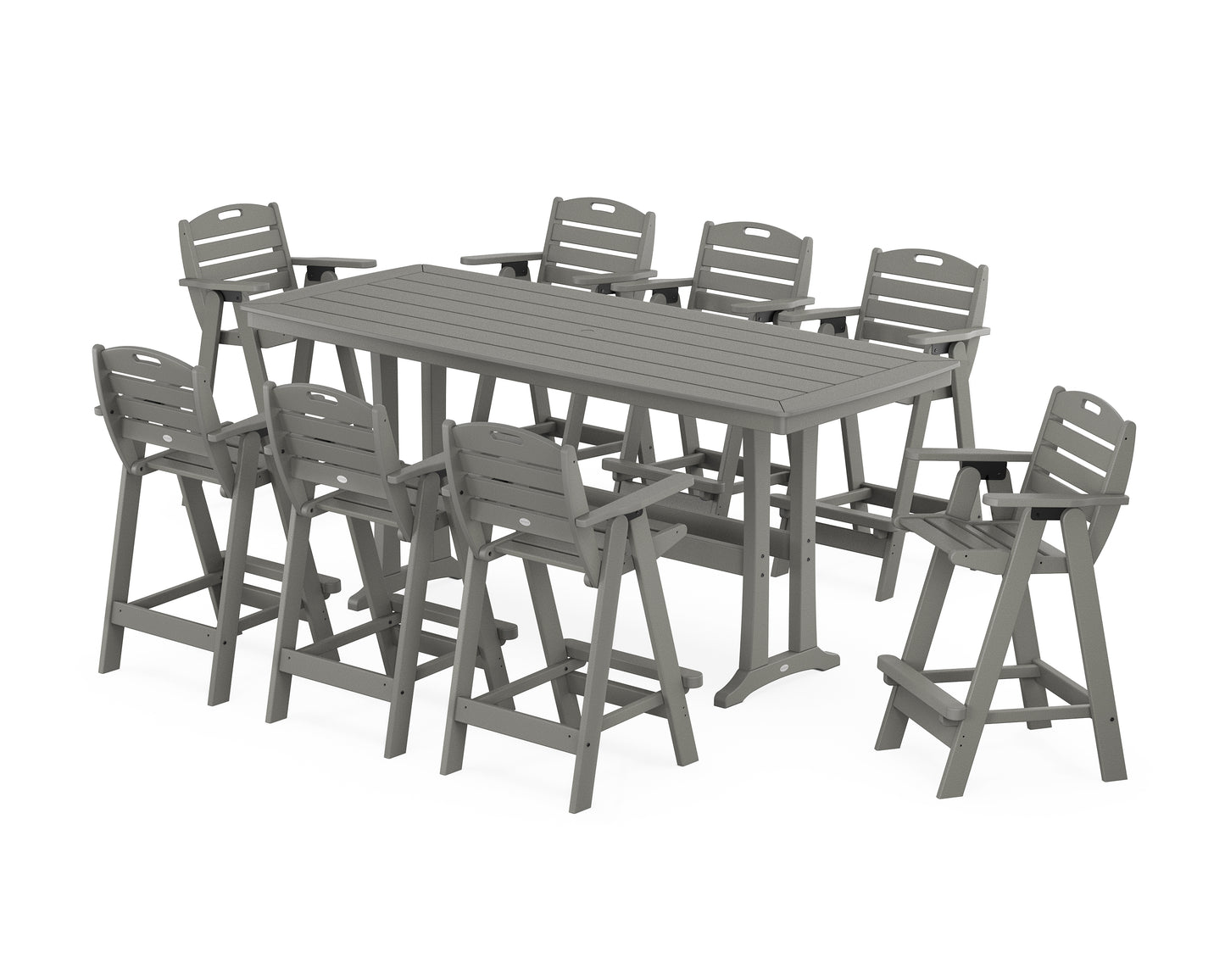 Nautical 9-Piece Bar Set with Trestle Legs