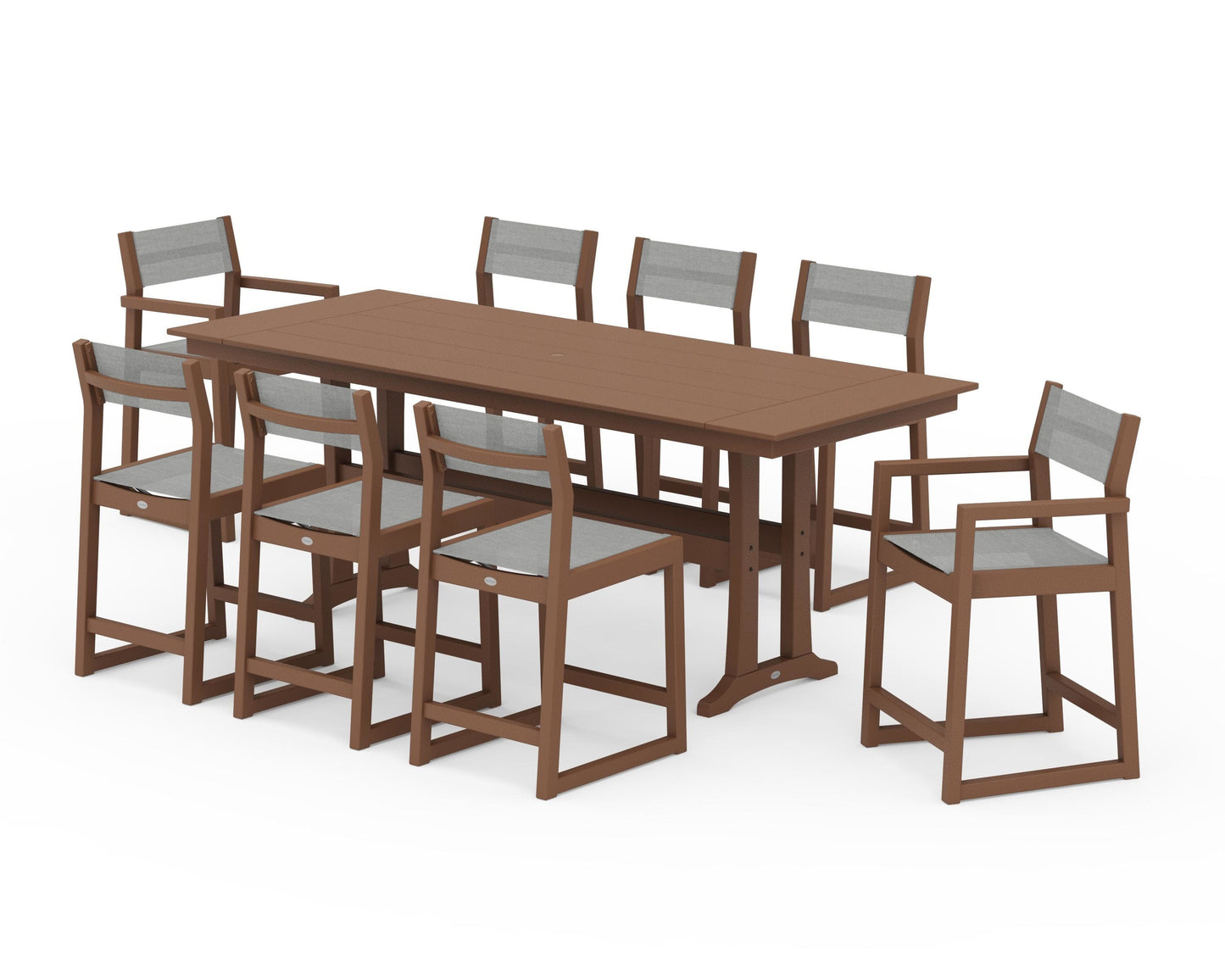 EDGE Sling 9-Piece Farmhouse Counter Set with Trestle Legs