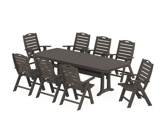 Nautical Highback 9-Piece Dining Set with Trestle Legs