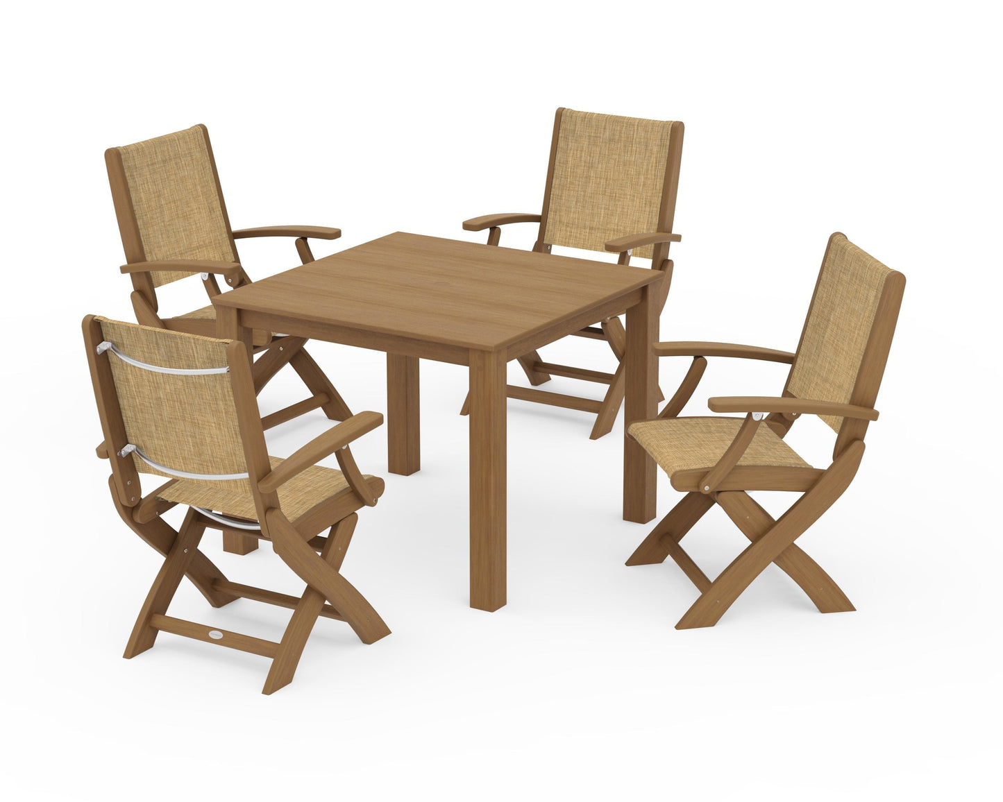 Coastal Folding Chair 5-Piece Parsons Dining Set