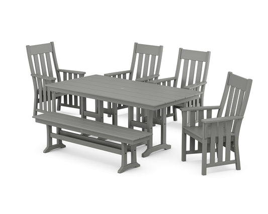 Acadia 6-Piece Farmhouse Dining Set with Bench