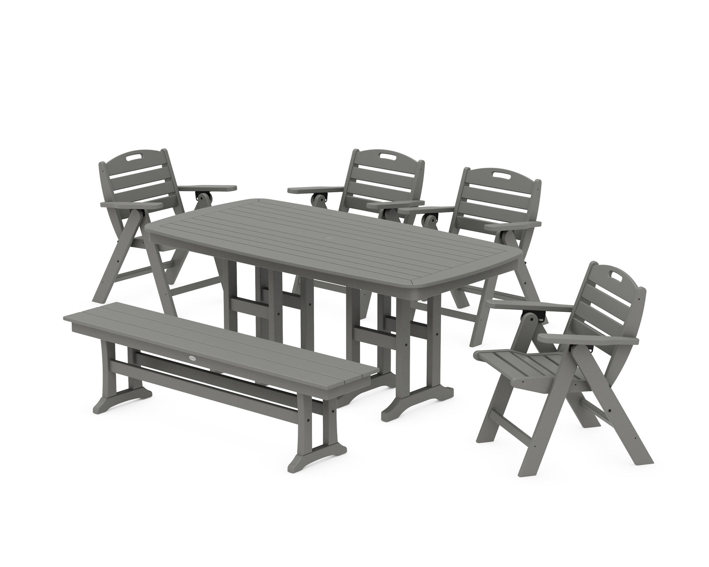 Nautical Lowback 6-Piece Dining Set with Bench