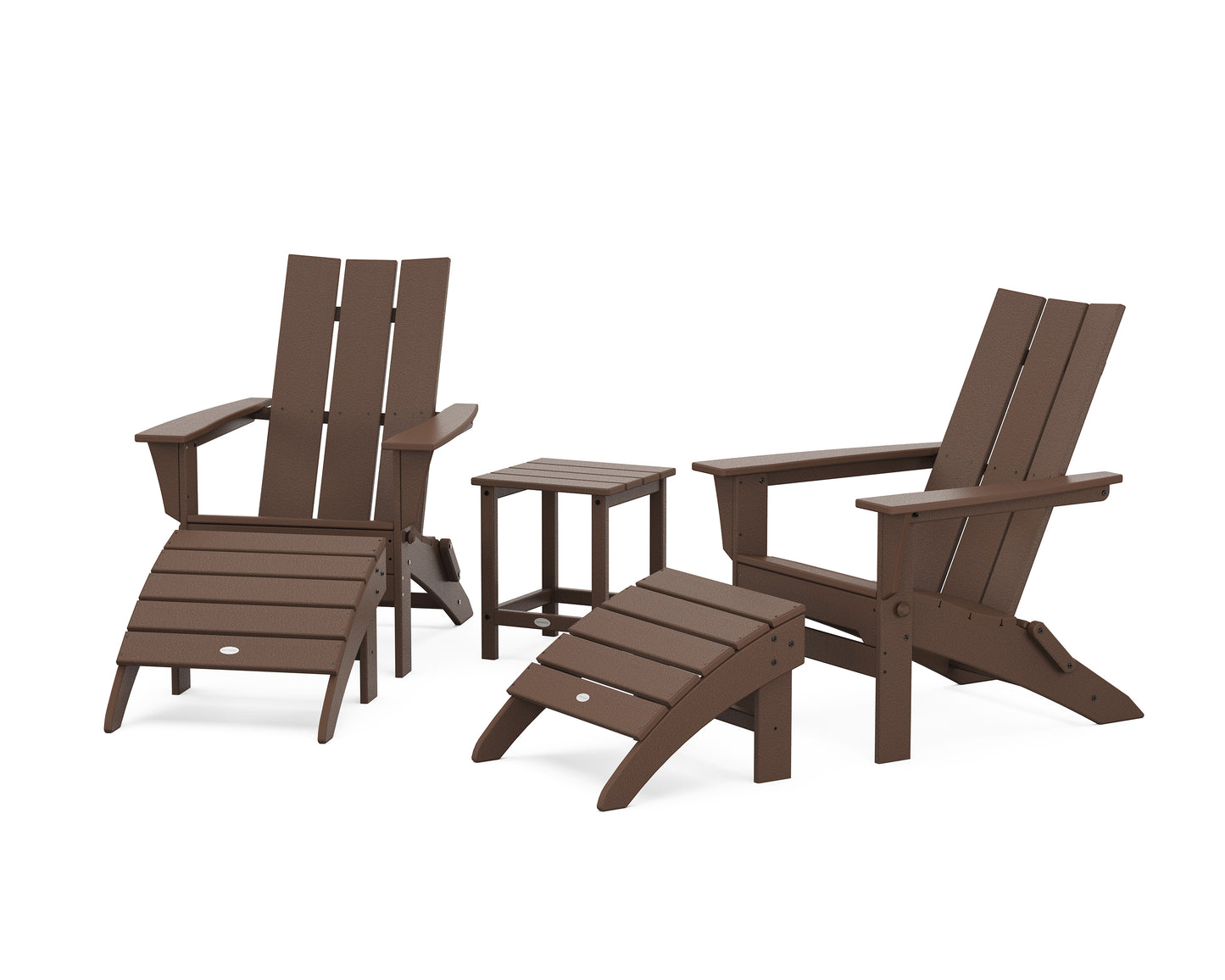 Modern Folding Adirondack Chair 5-Piece Set with Ottomans and 18" Side Table